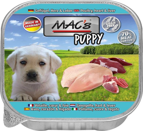 MAC's Dog Schale Puppy mit Geflügel, Herz & Leber (getreidefrei)
