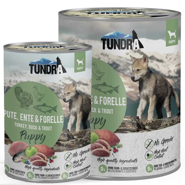Tundra Hundefutter Puppy mit Pute, Ente & Forelle, Nassfutter