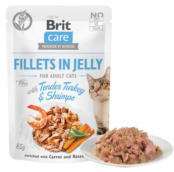 Brit Care Cat Pouch - Filets in Gelee mit Pute & Shrimps