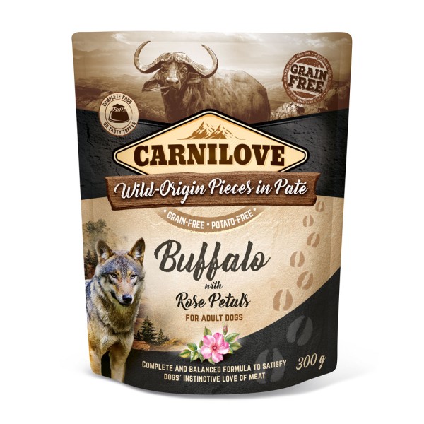 Carnilove Hund Pouch Büffel, Buffalo with Rose Petals