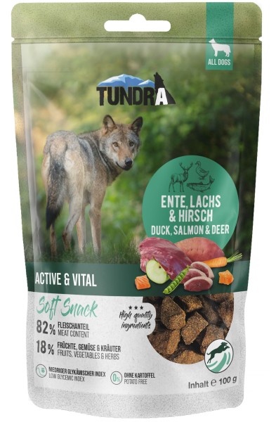 Tundra Snack 83% Fleischanteil - Active & Vital - Ente, Lachs & Wild