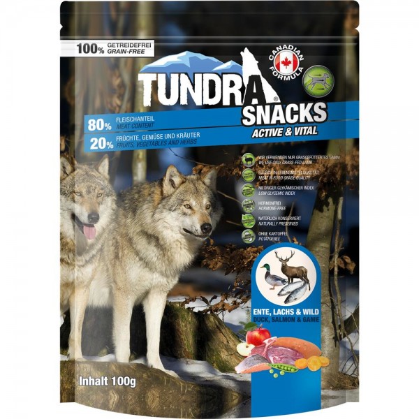 Tundra Snack 83% Fleischanteil - Active &amp; Vital - Ente, Lachs &amp; Wild