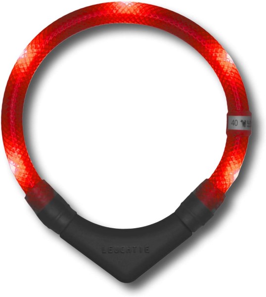 LEUCHTIE® Leuchthalsband Plus rot Größe 35 I LED Halsband für Hunde I 100 h Leuchtdauer