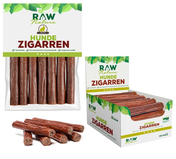 RAW Nature Hunde-Zigarre Hase PUR, Monoprotein, hypoallergen & getreidefrei