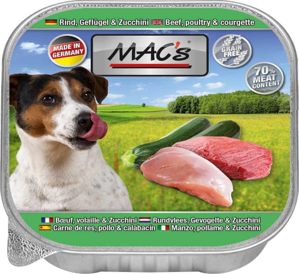 MAC&#039;s Dog Schale mit Rind, Geflügel &amp; Zucchini (getreidefrei)