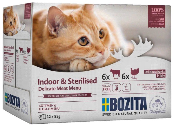 Bozita Cat Indoor & Sterilised Fleischmenü in Gelee - 12 x 85 g