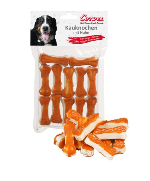 Corwex Hundesnack 12 x 5cm Kauknochen mit Huhn