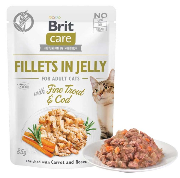 Brit Care Cat Pouch - Filets in Gelee mit Forelle & Kabeljau