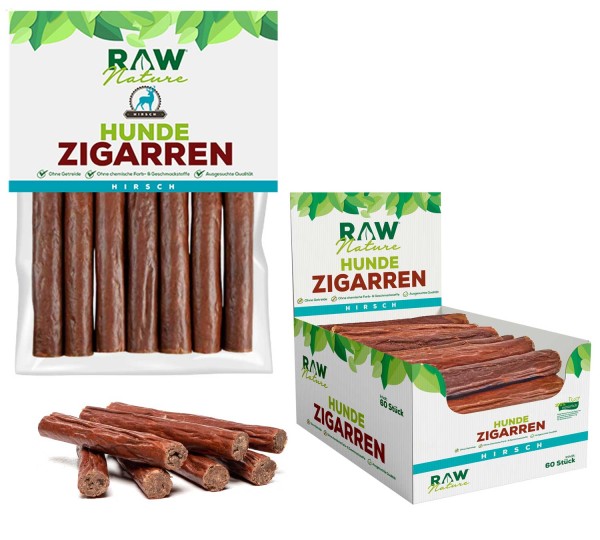 RAW Nature Hunde-Zigarre Hirsch PUR, Monoprotein, hypoallergen & getreidefrei