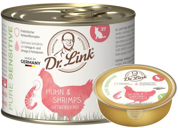 Dr. Link Katzenfutter Pure Sensitive Huhn & Shrimps