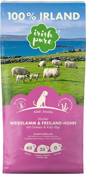 Irish Pure Adult Weidelamm & Freilandhuhn mit Gemüse und Kelp-Alge