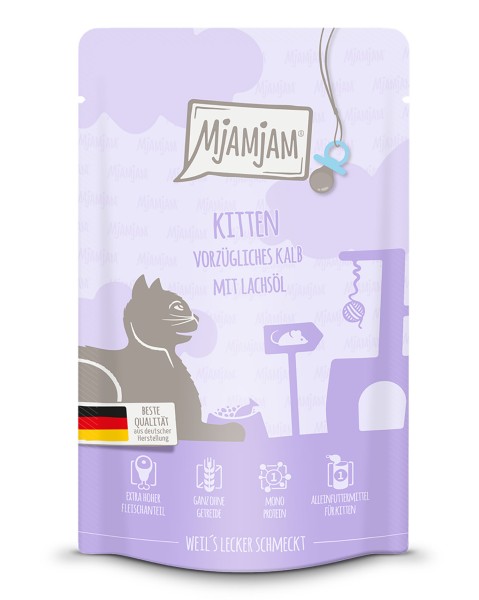MjAMjAM - Quetschie Kitten vorzügliches Kalb mit Lachsöl