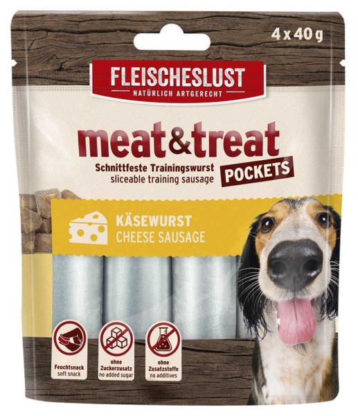 Fleischeslust meat & treat Pockets Käsewurst 4 x 40g