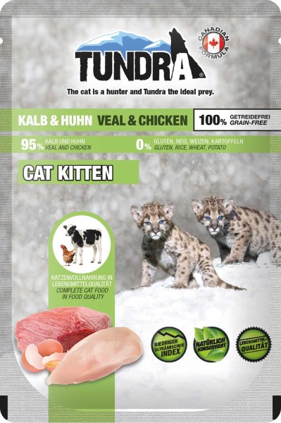 Tundra Katzenfutter Kitten Kalb & Huhn, Pouchbeutel