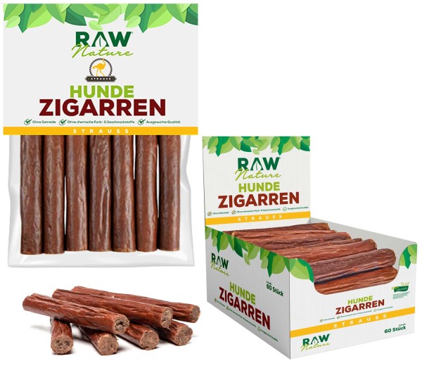 RAW Nature Hunde-Zigarre Strauß PUR, Monoprotein, hypoallergen & getreidefrei