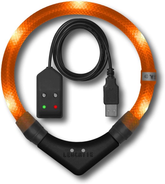 LEUCHTIE® Leuchthalsband Easy Charge Sunset orange Größe 35 I USB aufladbar I LED Halsband für Hunde