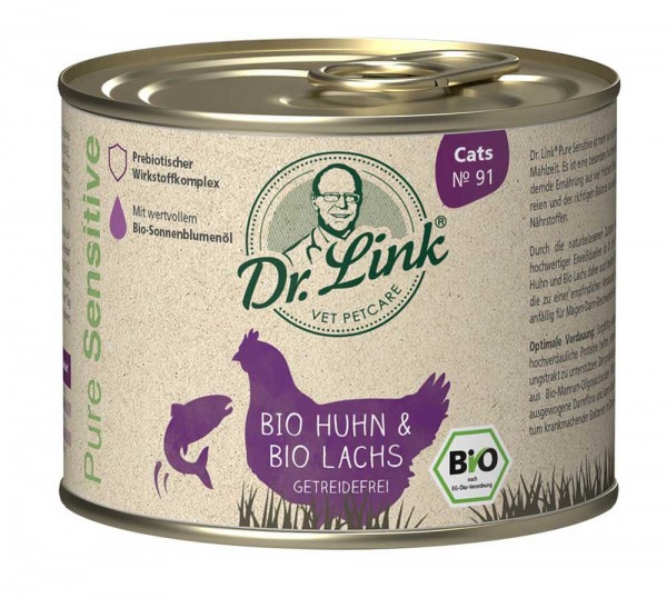 Dr. Link Katzenfutter Pure Sensitive Bio Huhn und Lachs