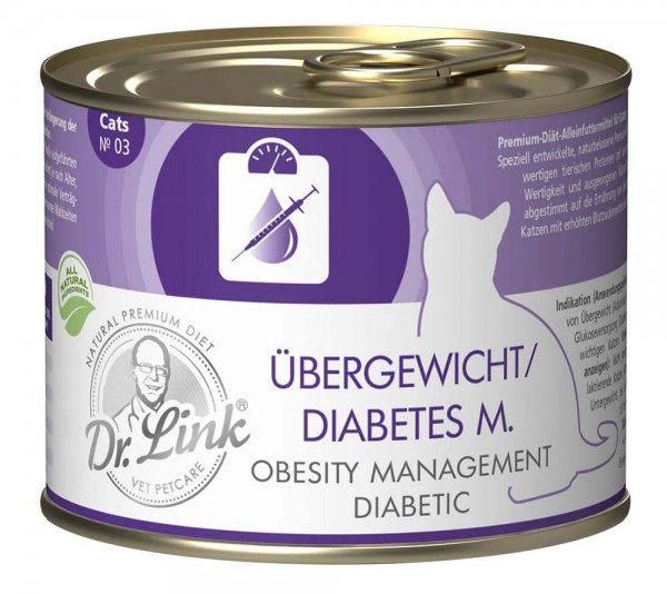Dr. Link Katzenfutter Spezial-Diät Übergewicht-Diabetes Geflügel & Rind