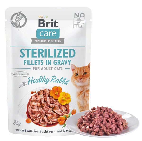Brit Care Cat Pouch - Filets in Soße mit Kaninchen - Sterilized